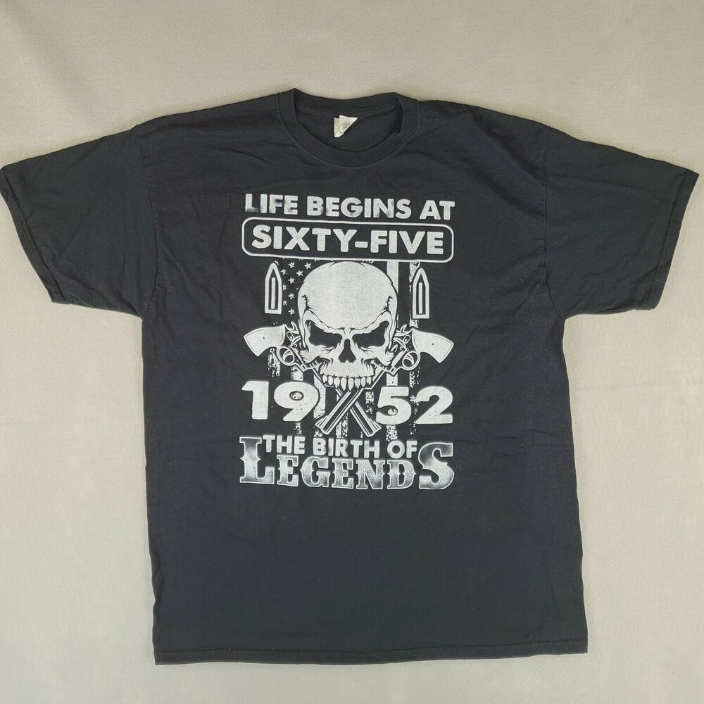 Life Begins At Sixty-Five 65 Mens T-Shirt XL Black The Birth Of Legends